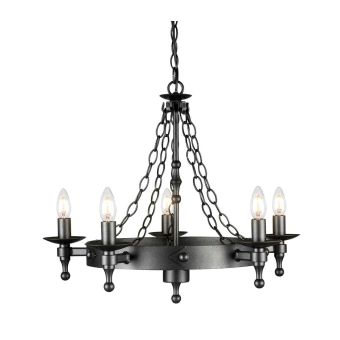 Elstead Lighting / Chandeliers / Warwick 5 Graphite Black