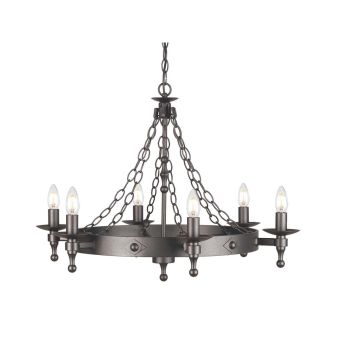 Elstead Lighting / Chandeliers / Warwick 6 Graphite Black