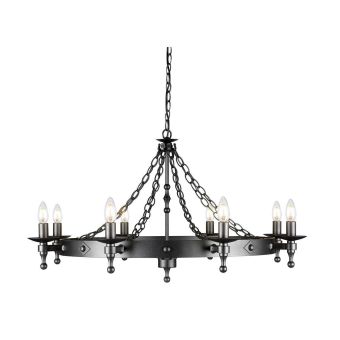 Elstead Lighting / Chandeliers / Warwick 8 Graphite Black