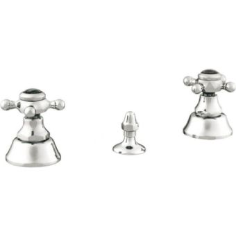 Bronces Mestre / Bidet Fittings / Three holes bidet set with black porcelain 035022.BN0.50