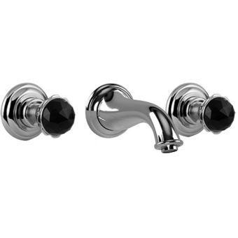 Bronces Mestre / Washbasin Fittings / Three holes wall basin set with Swavoski black crystal 036233.N00.50