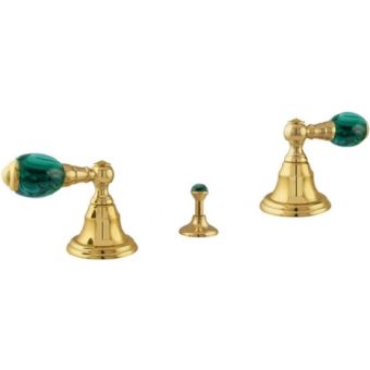 Bronces Mestre / Bidet Fittings / Three holes bidet set with malachite stone 037822.ML0.00