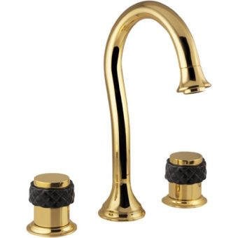 Bronces Mestre / Washbasin Fittings / Three holes basin set with black porcelain 065501.N00.00