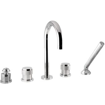 Bronces Mestre / Bath-shower fittings / Five holes bath set with decorated brass ring 071416.P00.50