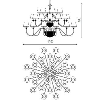 Il Paralume Marina / Chandelier In Brass with Application Of Strass / 1460/CH30