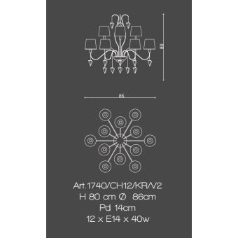 Il Paralume Marina / Chandelier 12 Lights In Brass / 1740/CH12/KR/V2