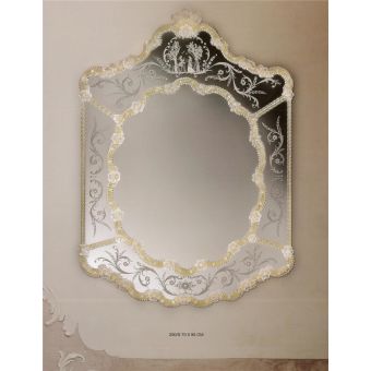 Italian Luxury Lighting / Wall Mirrors / Venetian Glass with Decorations in Gold 290S