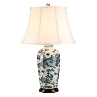 Elstead Lighting / Table Lamps / Blue Traditional 1 with Cream Shade