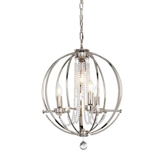 Elstead Lighting / Chandeliers / Cassie 4 Light Chandelier - Polished Nickel Plated