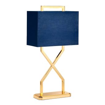Elstead Lighting / Portable & Desk Lamps / Cross Table Lamp - Polished Gold with Navy Blue Shade