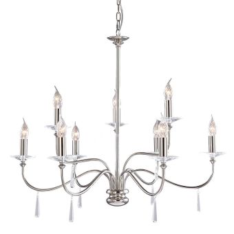 Elstead Lighting / Chandeliers / Finsbury Park 9 Light Chandelier - Polished Nickel