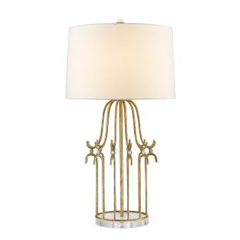 Elstead Lighting / Table Lamps / Stella 1 Distressed Gold with Cream Shade