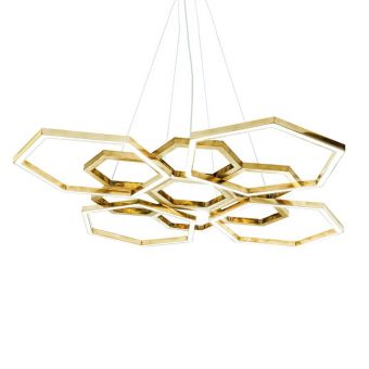 Hexagon Gold Chandelier by Il Paralume Marina