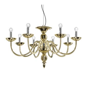 Classic Candle Chandelier with Etched Glass - Sirius 388 by Italamp