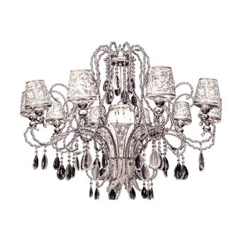 Mechini / Chandeliers / Wrought Iron with Crystal and Silver Lampshade L-CORDA 5
