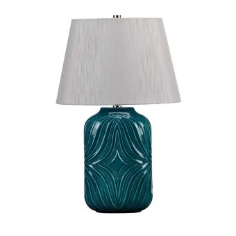 Elstead Lighting / Table Lamps / Muse 1 Turquoise with Grey Shade