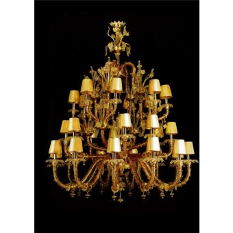 Italian Luxury Lighting / Chandeliers / Venetian Glass Gold 28-Light V8048 028