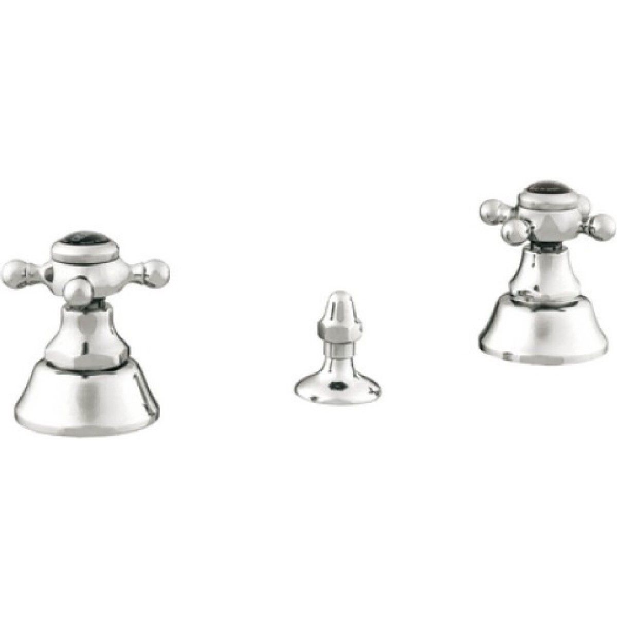 Bronces Mestre / Bidet Fittings / Three holes bidet set with black porcelain 035022.BN0.50