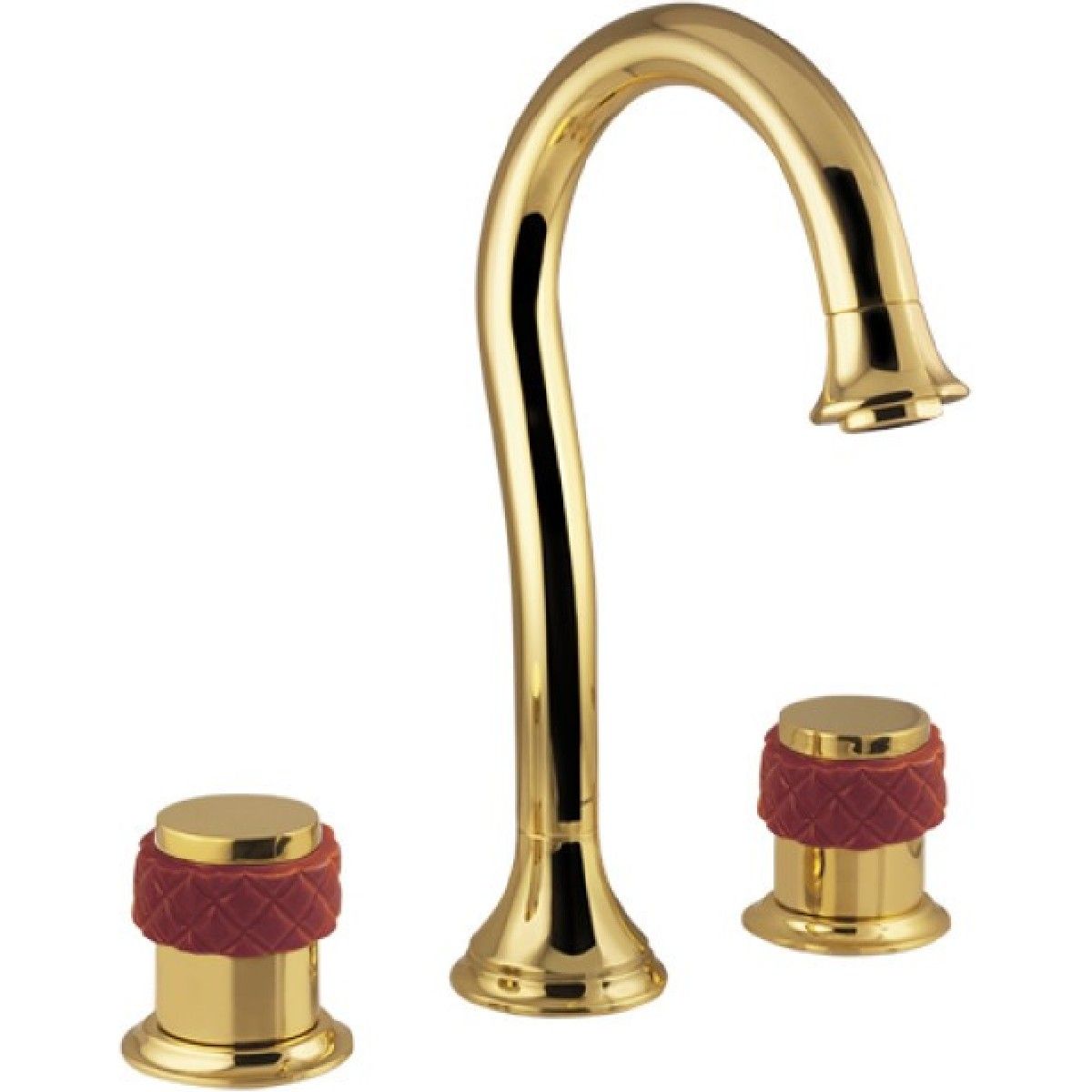 Bronces Mestre / Washbasin Fittings / Three holes basin set with red porcelain 065501.R00.00