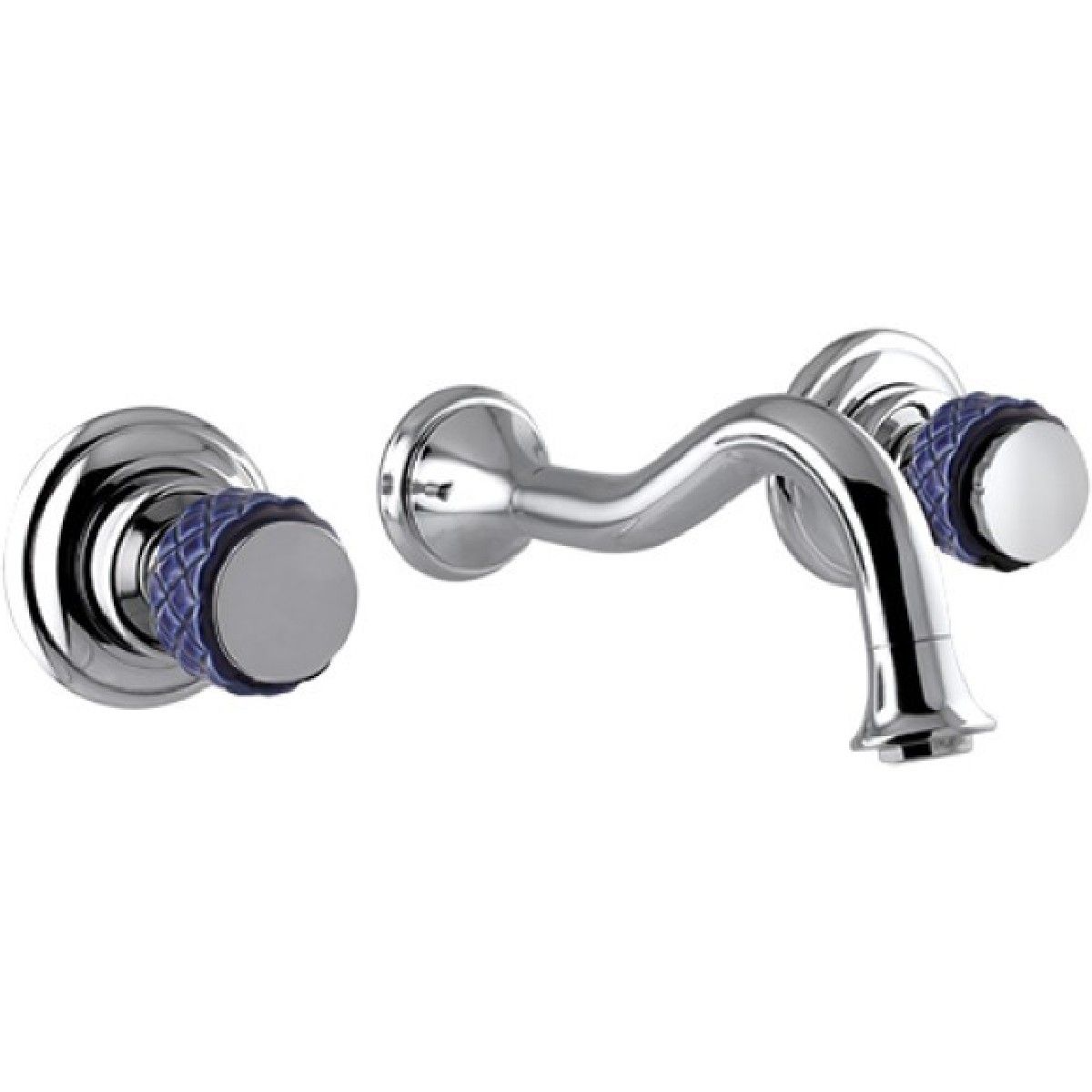 Bronces Mestre / Washbasin Fittings / Three holes wall basin set with blue porcelain 065533.A00.50