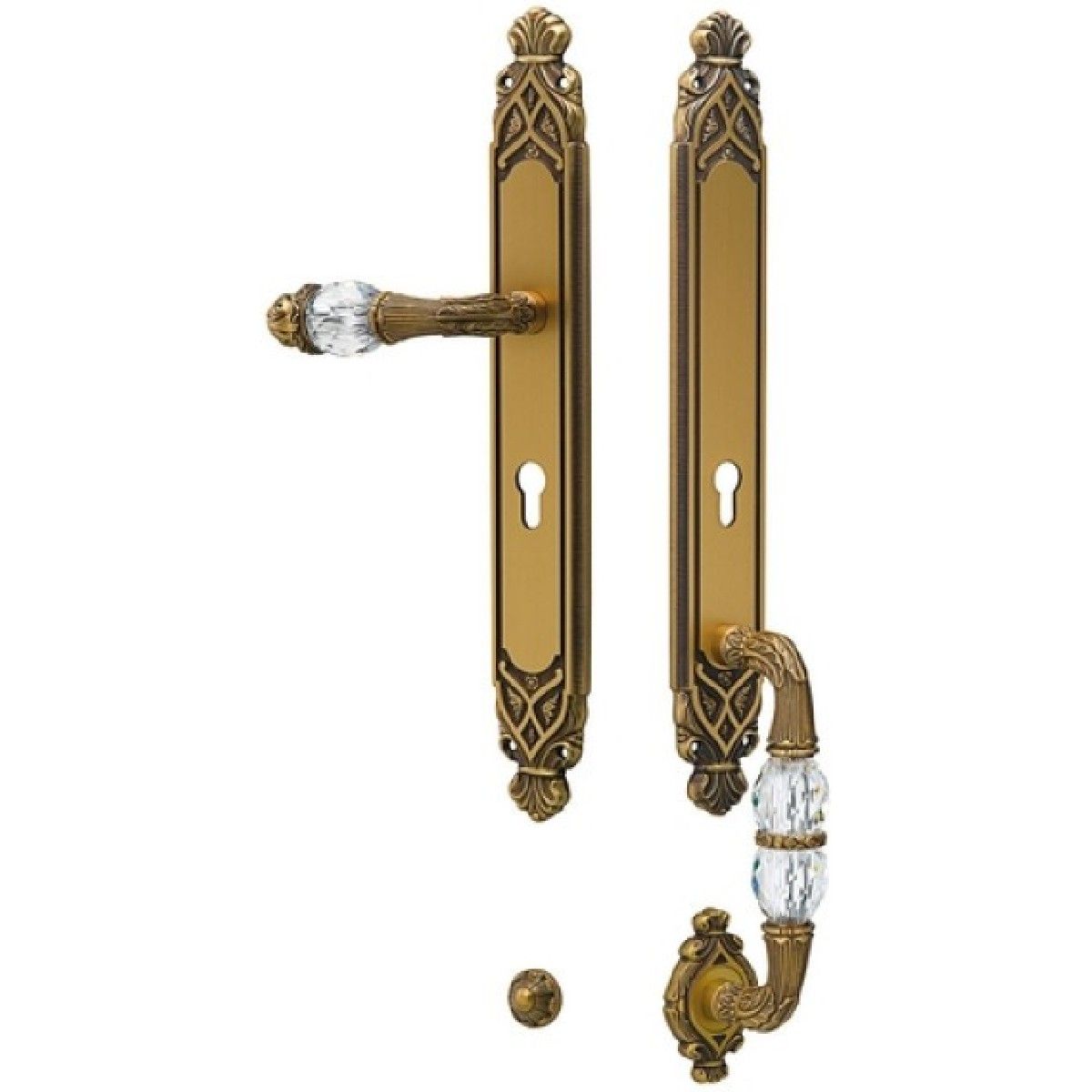 Bronces Mestre / Door Handles / Clasica set with Swarovski crystal keyhole europrofile 85mm 0J3407.S85Y.44