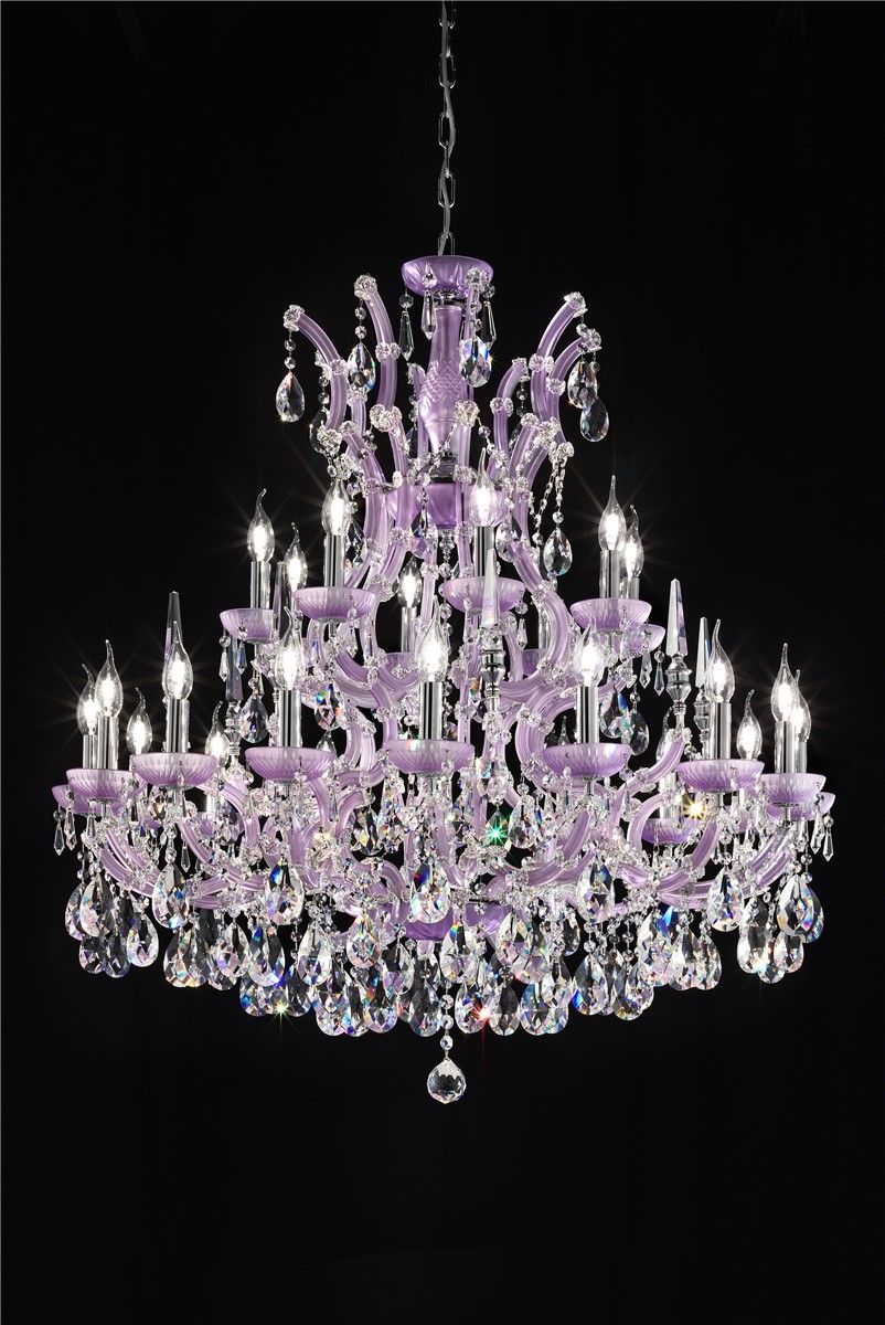 Italian Luxury Lighting / Chandeliers / Maria Theresa Lilac Satin 24 Lights 1055 024