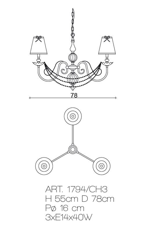 Il Paralume Marina / Chandelier with Soft Color Murano Glass Balls / 1794/CH3