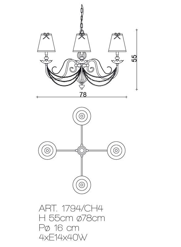 Il Paralume Marina / Chandelier / 1794/CH4