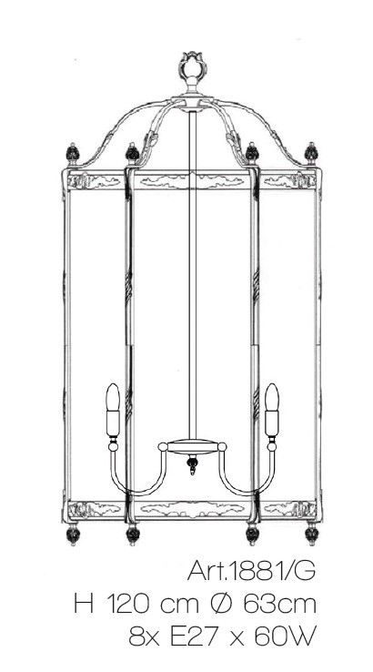 Il Paralume Marina / Pendant Lamp In Brass & Clear Glass 1881/G / IL-1881/G