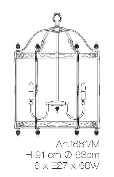 Il Paralume Marina / Pendant Lamp In Brass & Clear Glass 1881/M / IL-1881/M