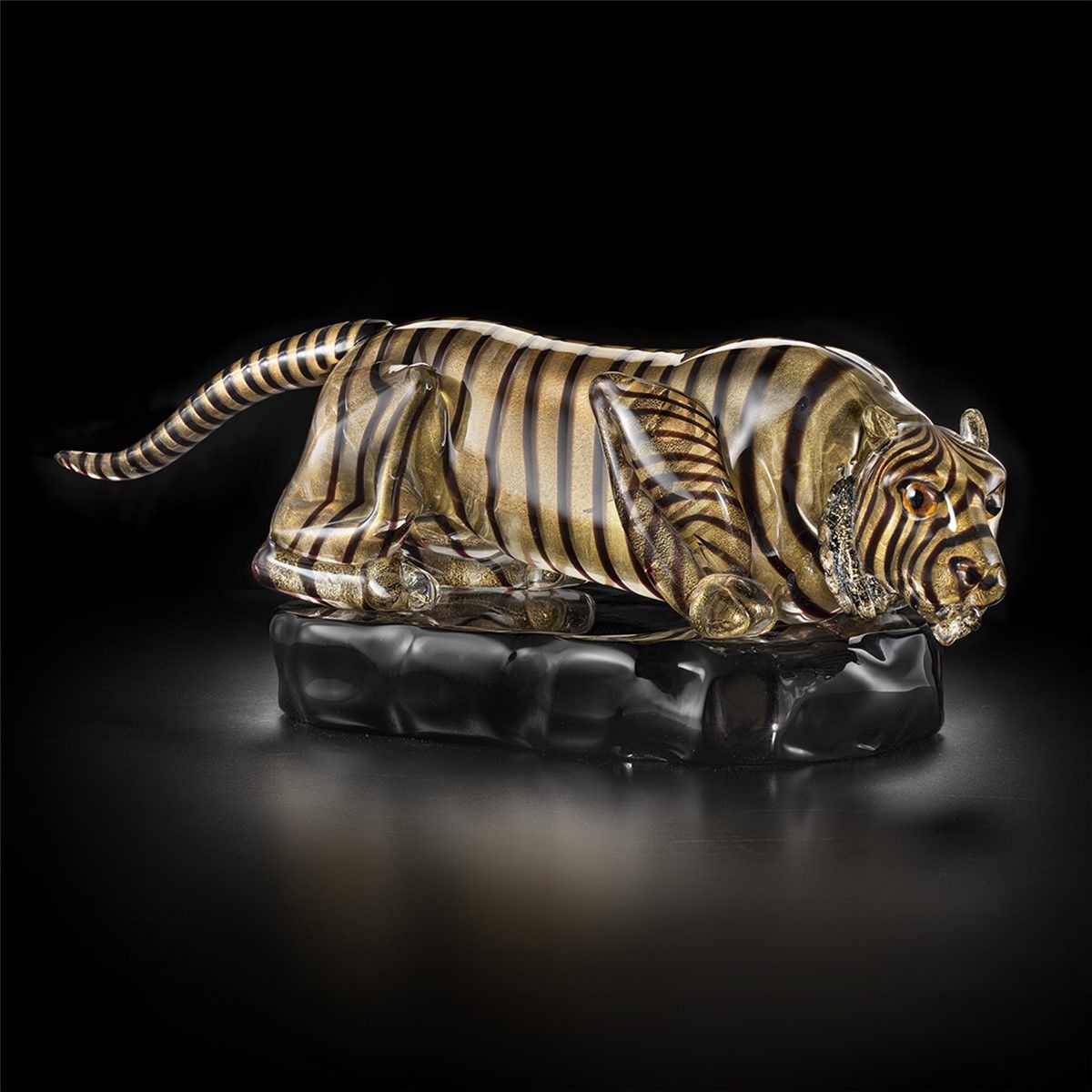 Italian Luxury Lighting / Animal Sculptures / Tiger in Murano Glass 6025 2 TOR