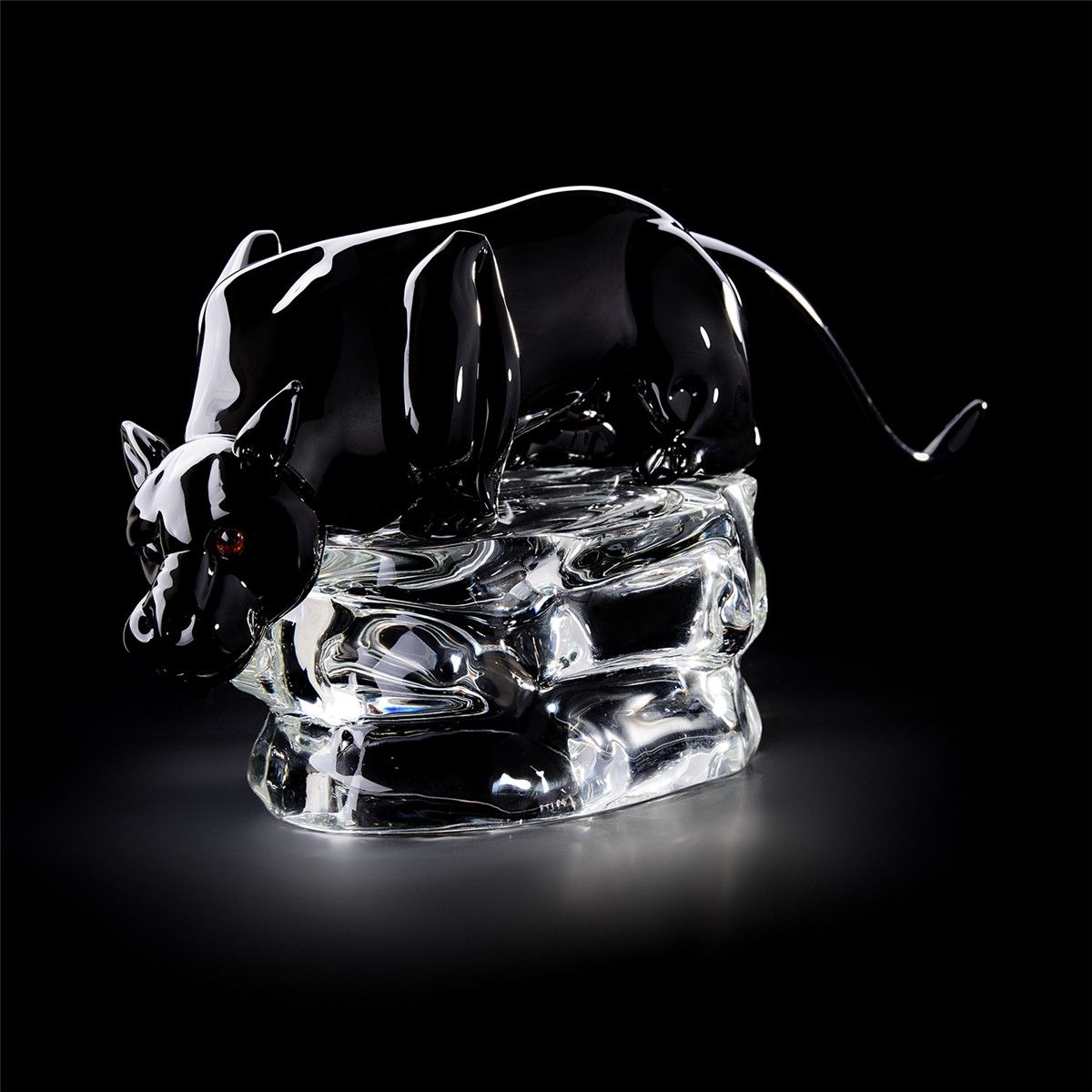 Italian Luxury Lighting / Animal Sculptures / Wolf in Murano Glass 6062 2 COL