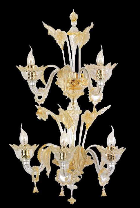 Italian Luxury Lighting / Wall Sconces / Venetian Murano Glass V7467 005WL