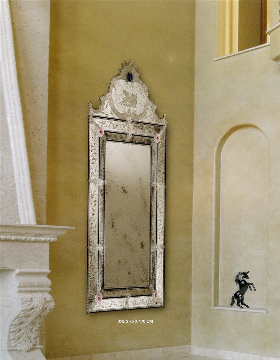 Italian Luxury Lighting / Wall Mirrors / Venetian Mirror Glass With Floral Decoration 852S