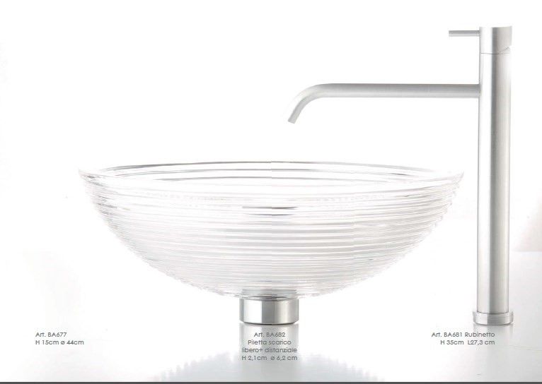 Il Paralume Marina / Washbasin handmade in clear Italian crystal / BA677