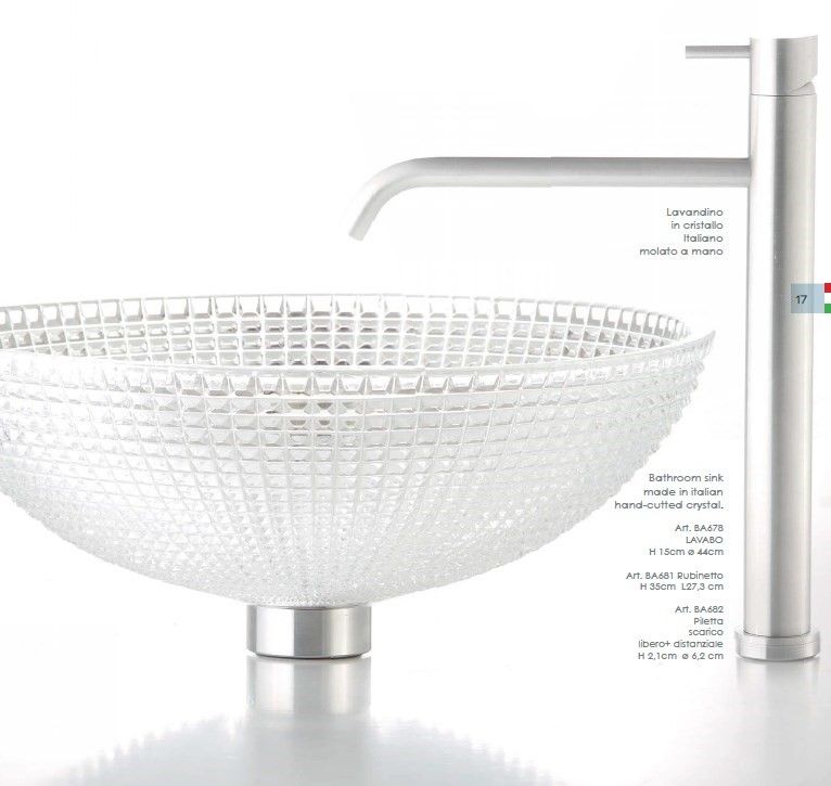 Il Paralume Marina / Washbasin handmade in clear Italian crystal / BA678