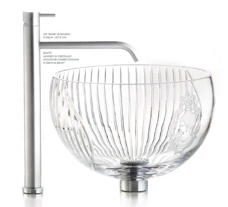 Il Paralume Marina / Washbasin handmade in clear Italian crystal / BA679