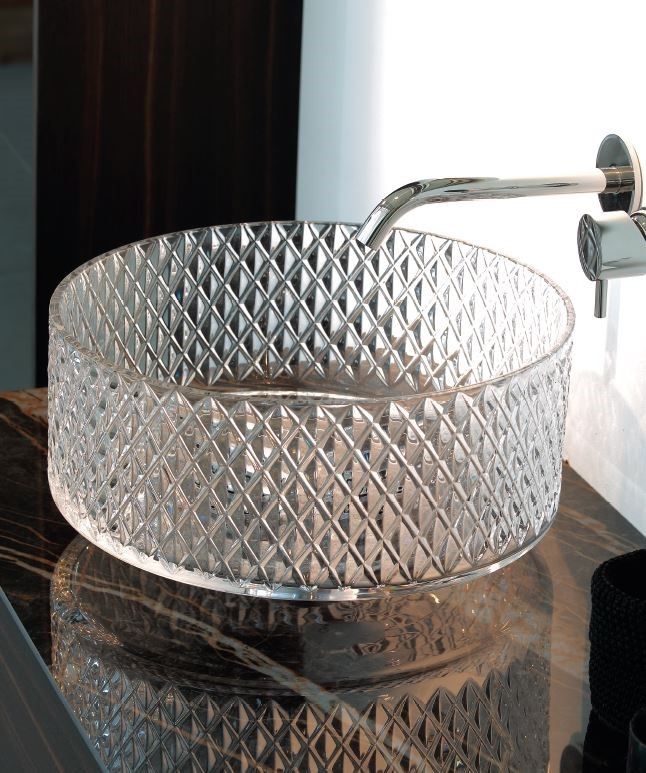 Il Paralume Marina / Washbasin handmade in clear Italian crystal / BA731