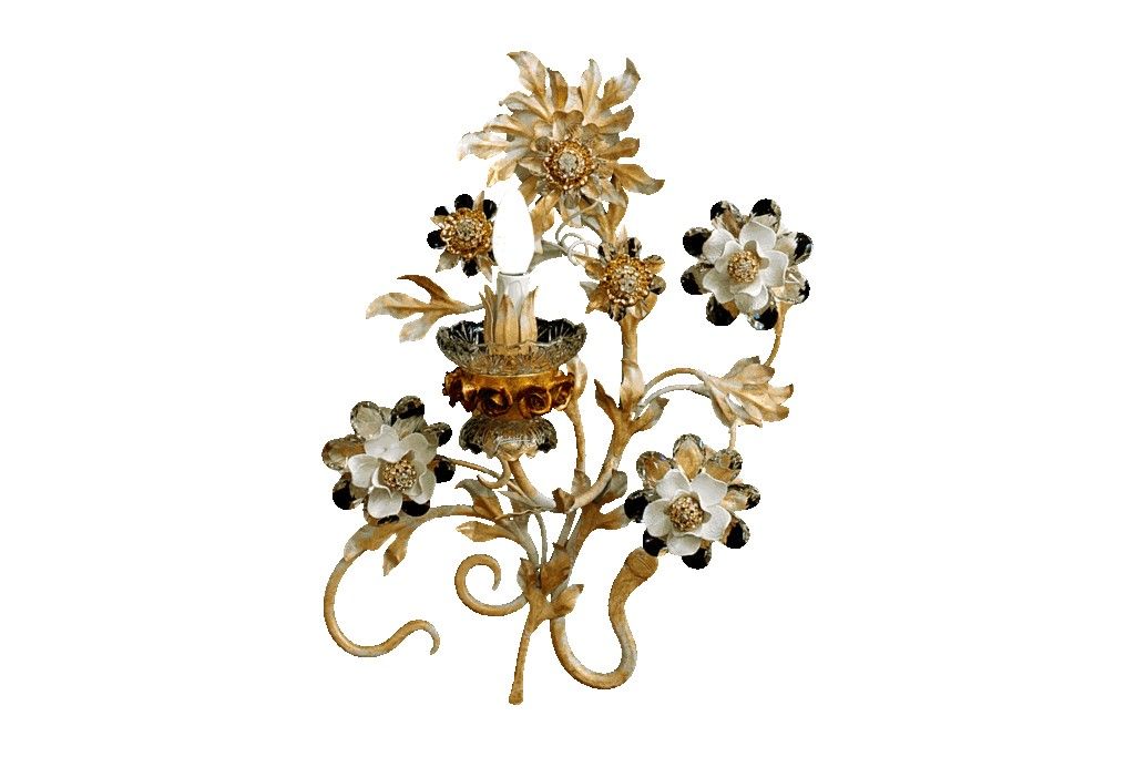 Mechini / Wall Lights / Clear Bohemian Crystal and Biscuit Ceramic A299/1