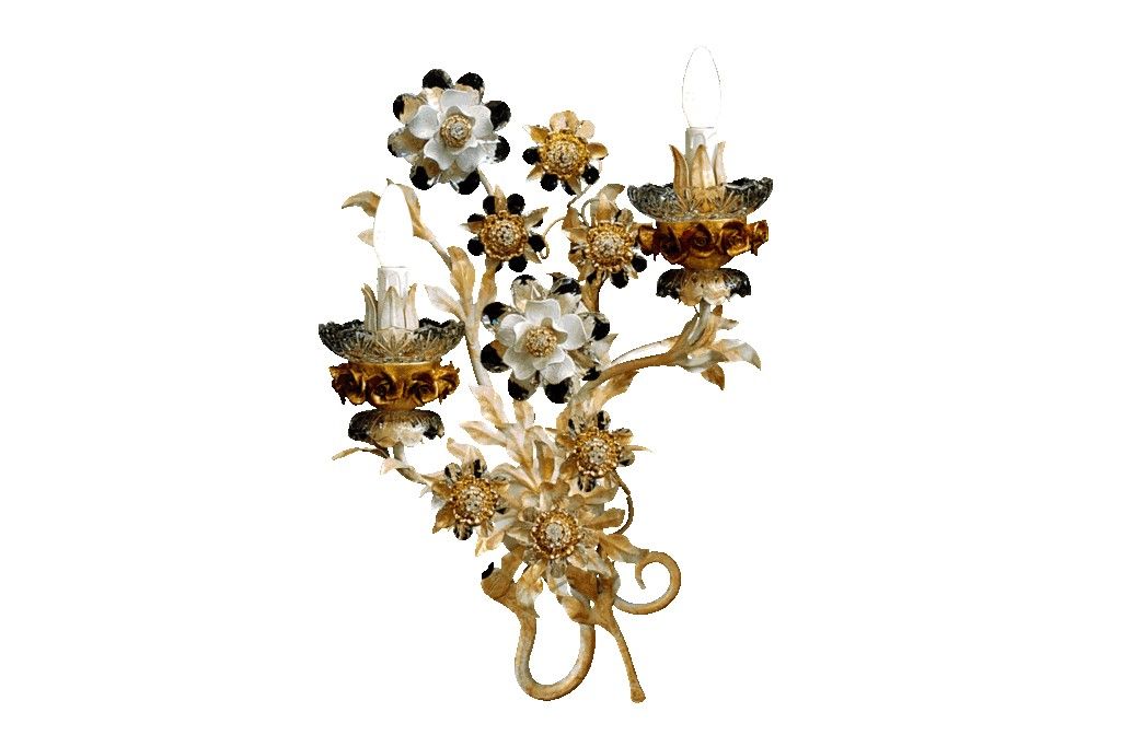 Mechini / Wall Lights / Clear Bohemian Crystal and Biscuit Ceramic A299/2