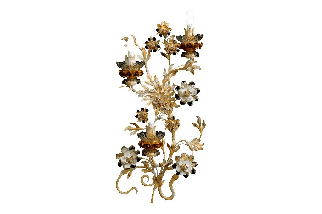 Mechini / Wall Lights / Clear Bohemian Crystal and Biscuit Ceramic A299/3