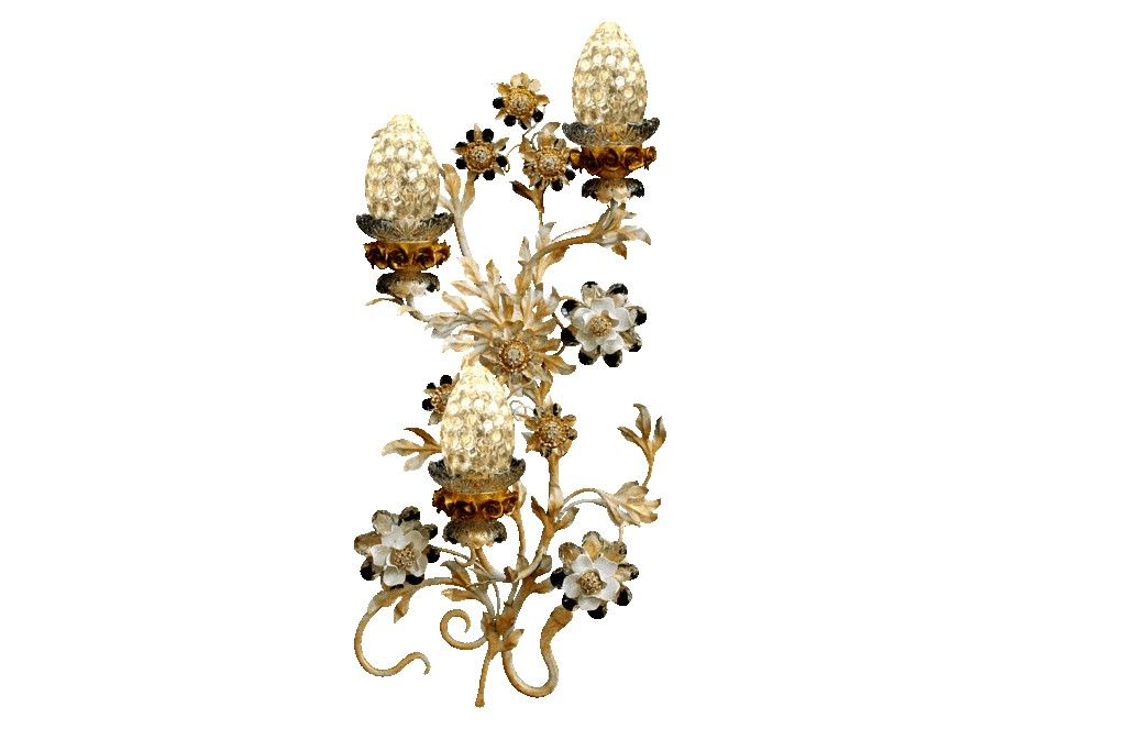Mechini / Wall Lights / Wrought Iron with Clear Bohemian Crystal A299/3