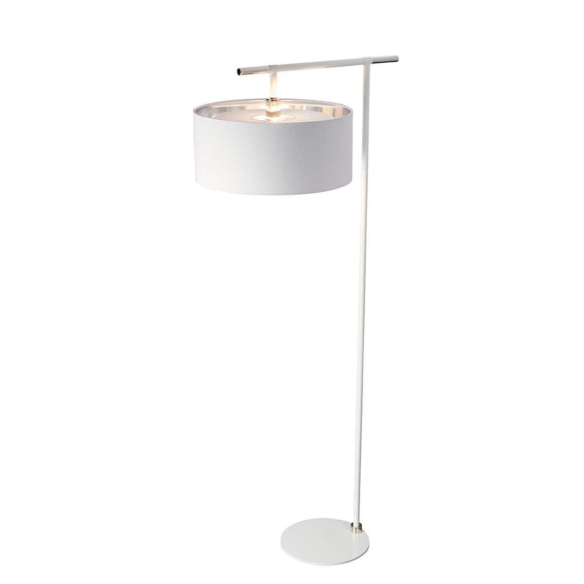 Elstead Lighting / Floor Lamps / Balance 1 Light Floor Lamp - White / Polished Nickel with White Shade