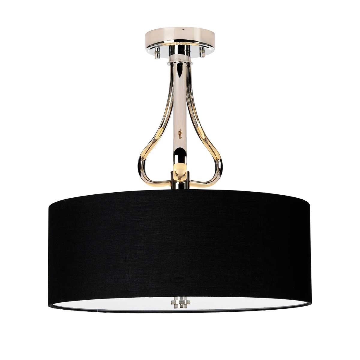 Elstead Lighting / Ceiling Lights / Falmouth 3 Light Semi-Flush - Polished Chrome / Black Shade