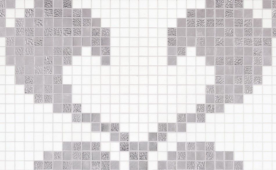 Bisazza / Mosaico - Decorations / Hearts Oro Bianco (Modern)
