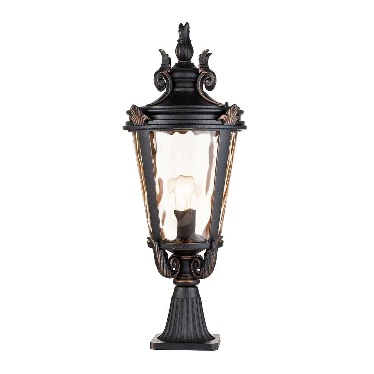 Elstead Lighting / Outdoor Pedestal Lights / Baltimore 1 Large Lantern Weathered Bronze