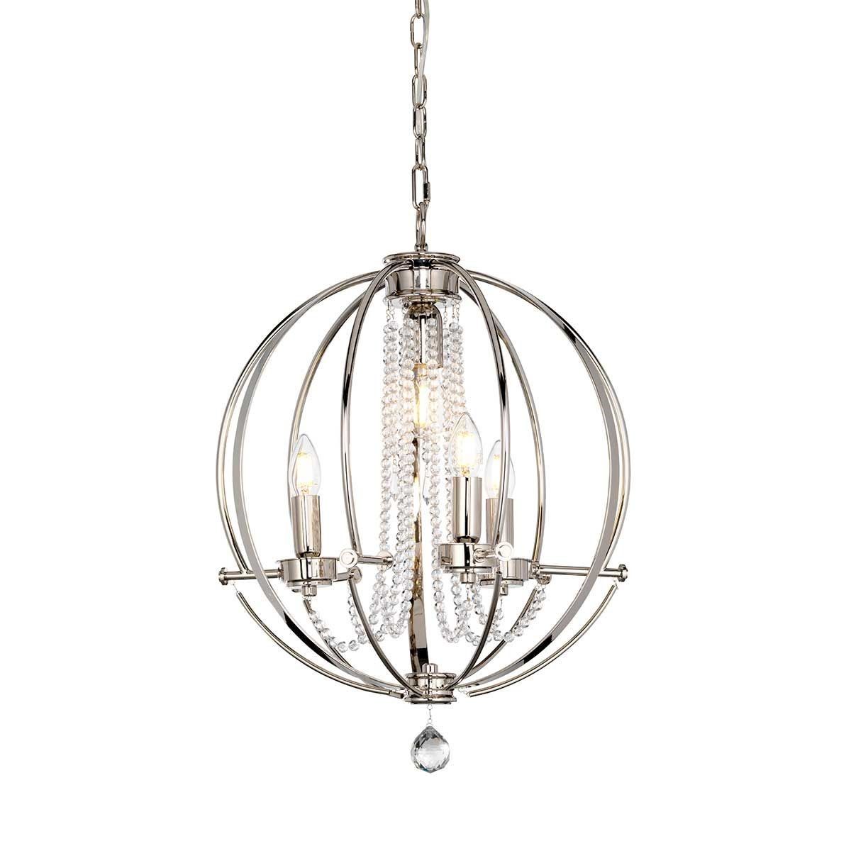 Elstead Lighting / Chandeliers / Cassie 4 Light Chandelier - Polished Nickel Plated