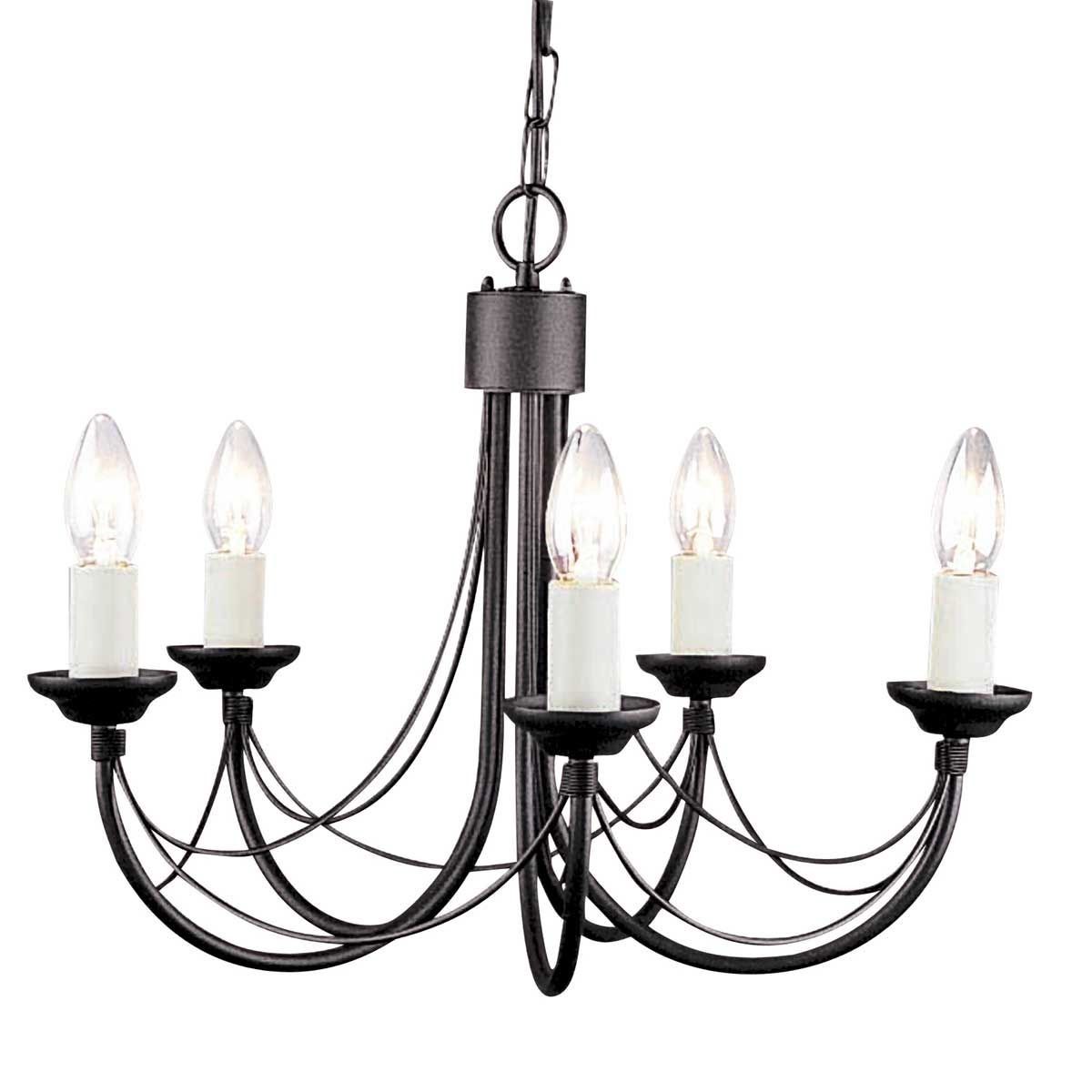 Elstead Lighting / Chandeliers / Carisbrooke 5 Light Chandelier - Black