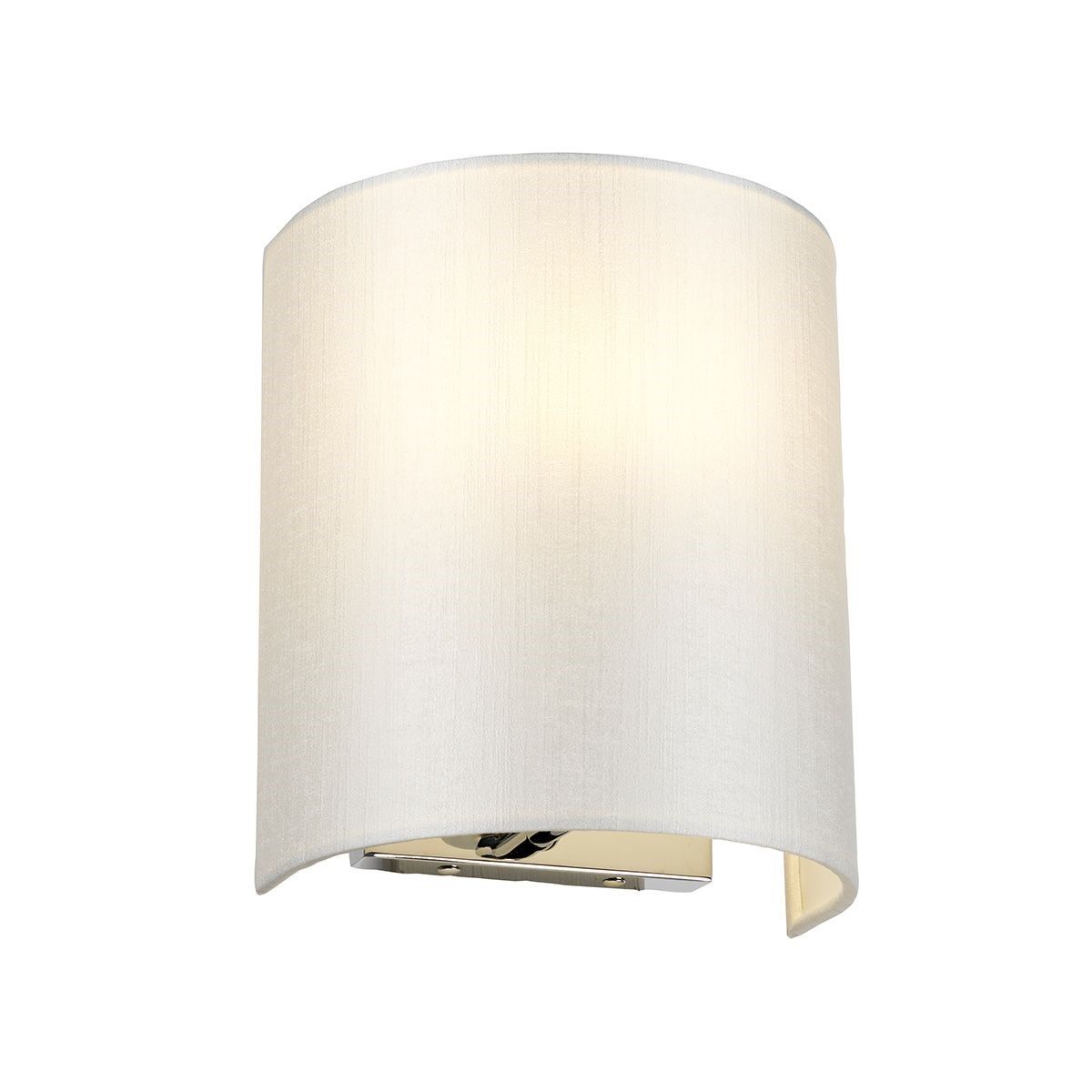 Elstead Lighting / Wall Lights / Cooper Small Curved with Polished Chrome Back Plate & Ivory Shade