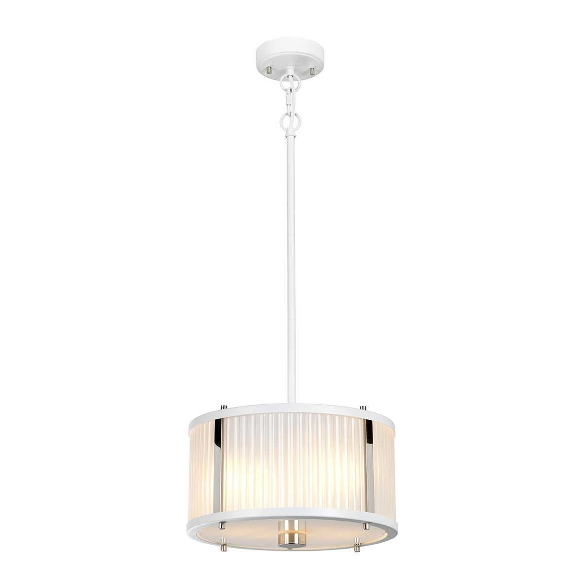 Elstead Lighting / Pendant Lights / Corona 2 White Satin Painted & Polished Nickel